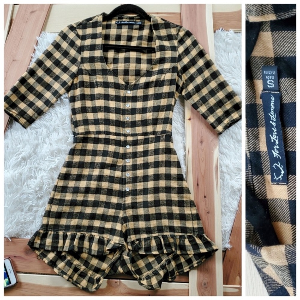 For Love and Lemons plaid romper size small